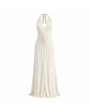 Maison De Gala Neutrals Sienna Ivory Halter Dress - White