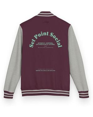 Anchor and Crew Burgundy & Heather Set Point Social Volleyball Club League Cotton Varsity Letterman - Purple