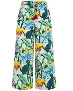 Tiger and the Monkey The Amelia Printed Cotton Gauze Drawstring Pant - Blue