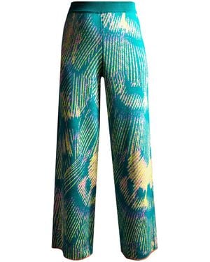 Essien & Emre Arden Merino Wool Knitted Pattern Trousers - Blue
