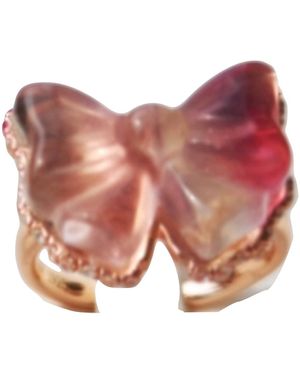 Jiaying Wang Wjy Studio London Bow Handmade Engraved Natural Fluorite Ring - Pink