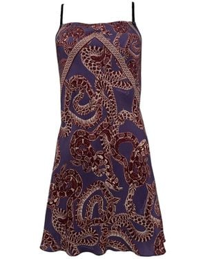 Monzlapur New York Silk Snake Scarf Dress - Purple