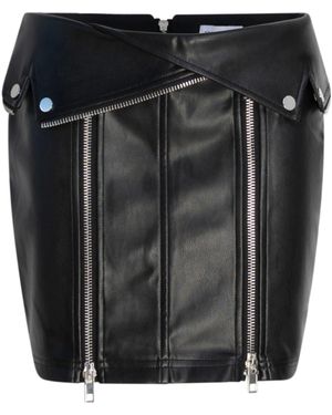Circular Path Mini Biker Vegan Leather Skirt - Black