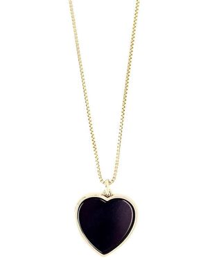 Becket + Quill Onyx Heart Necklace - White