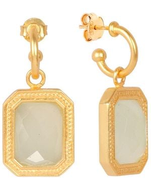 Lila Rasa Rectangular Sparkling Crystal Hoops - Metallic