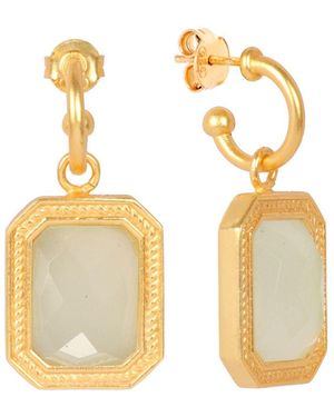 Lila Rasa Rectangular Sparkling Crystal Hoops - Metallic