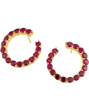 Juvetti Kom Earrings Set With Ruby - Red