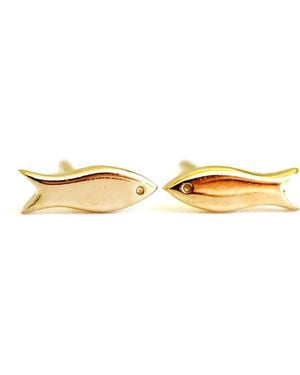 Lime Tree Design Mini Fish Stud Earrings - Metallic