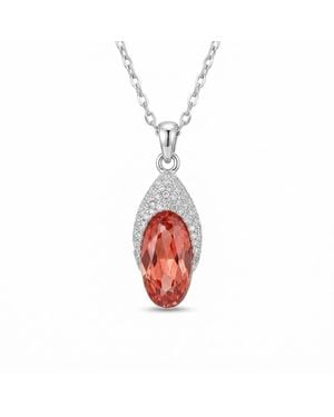 Modenaire Oval Crystal Pendant Necklace - Red