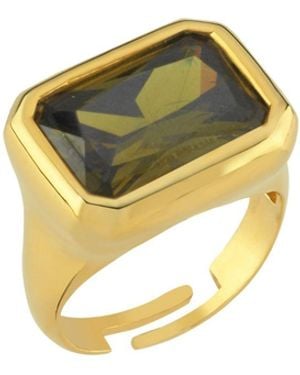 LINYA JEWELLERY Nova Large Crystal Stone Ring - Metallic