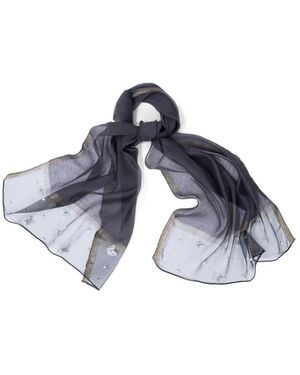 Saachi Butterfly Detail Silk Scarf - Blue