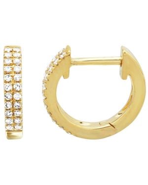 KAMARIA Double Row Diamond Huggie Earrings - Metallic