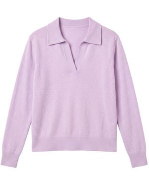 Brodie Cashmere Collared Cashmere Sweatshirt - Purple