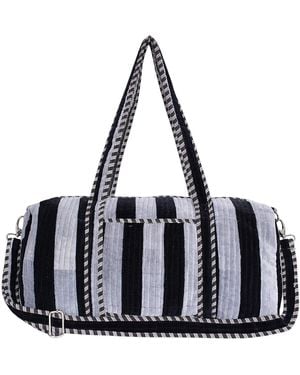 Conscious Yoga Collective The Striped Velvet Weekender - Black