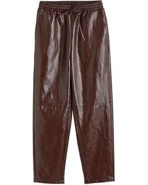 2KStyle Lizzy Tapered Elasticated Faux Leather Trousers - Brown