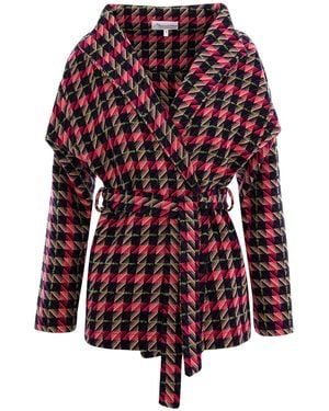 Couture De Marie Alivia Toned Checked Wool Short Jacket - Red