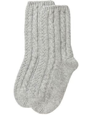 Kinalba Ladies Light Cable Cashmere Bed Socks - Grey