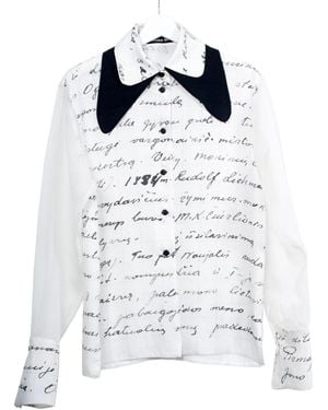 Laura Daili Heritage Script Silk Shirt - White