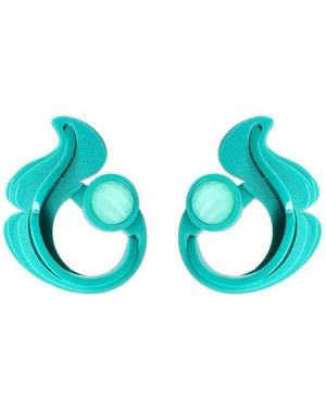Gissa Bicalho Handmade Acrylic Earring Petals And Stone - Blue