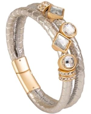 Saachi Bling Charm Leather Bracelet - Metallic
