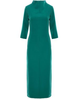 concept A trois Fitted Dress With Three-Quarter Sleeves And Slits - Green