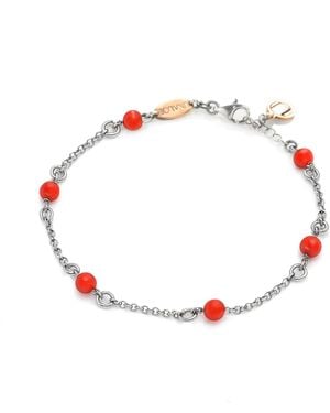 Unaloe Sterling Mediterranean Coral Chain Bracelet For – Elegant Minimal Coral Jewelry - Red