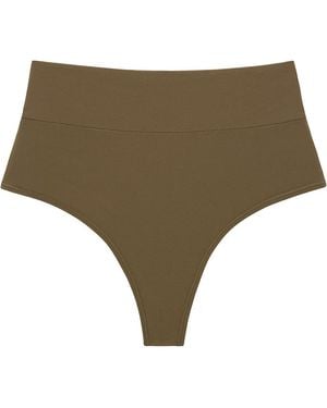Montce Khaki Added Coverage High Rise Bikini Bottom - Green