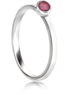 The Jewellery Store London July Birthstone Stackable Ring With Genuine Ruby - White