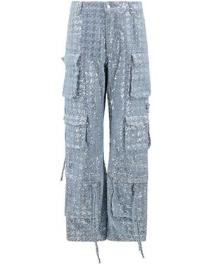 Maui X Lolita Kelly Sequin Cargo Denim Trousers - Blue