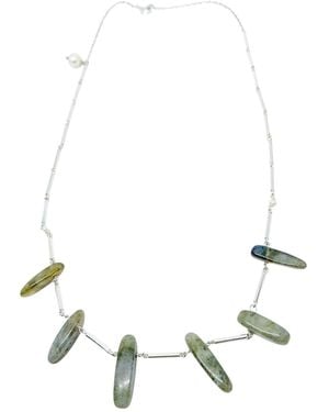 Tg-Jewellery by Tamara Gervasio Labradorite Tube Link Necklace — Recycled Sterling - White