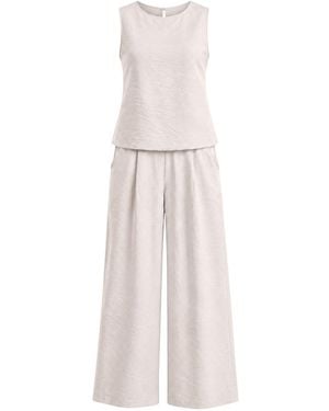 Oh!Zuza Neutrals Sleeveless Top & Wide-Leg Pants Set - White