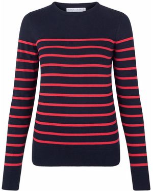 Paul James Knitwear Ultra Fine Cotton Tavia Breton Crew Neck Jumper - Blue