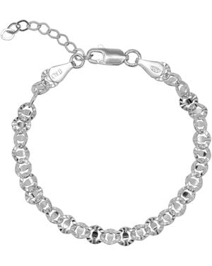 Spero London Floral Cut-Out Textured Link Chain Bracelet - Metallic