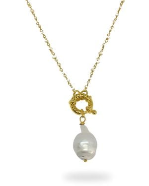 LINYA JEWELLERY Baroque Pearl Chain Necklace - Metallic