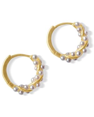 FV Jewellery Perle Twisted Pearl Petite Hoop Earring - Metallic