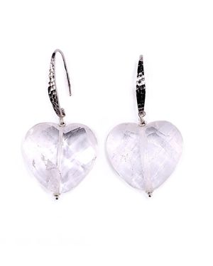 Mineralgems•Studio Neutrals Clear Quartz Heart Earrings - White