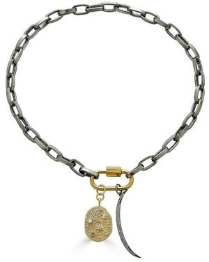 Loni Paul Jewelry Thick Paperclip Star & Moon Charm Necklace - Metallic