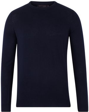 Paul James Knitwear Extra Fine Merino Wool Calington Crew Neck Jumper - Blue