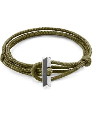 Anchor and Crew Khaki Oxford & Rope Bracelet - Green