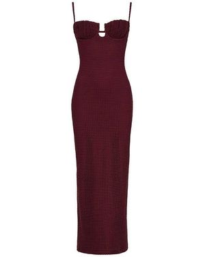 Montce Crochet Petal Long Slip Dress - Purple