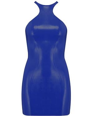 Elissa Poppy Latex Mini Dress - Blue