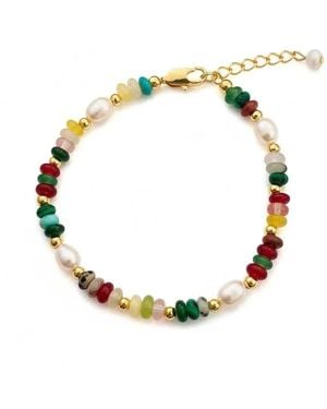 Angel Barocco Multi-Coloured Natural Stone Pearl Bracelet - Metallic
