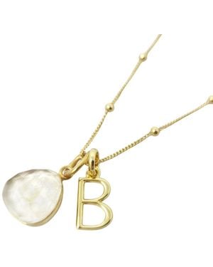 Harfi Plated Topaz April Birthstone Initial Necklace - Metallic