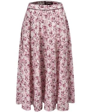 Smart and Joy Cotton Midi Skirt With Floral Print - Pink
