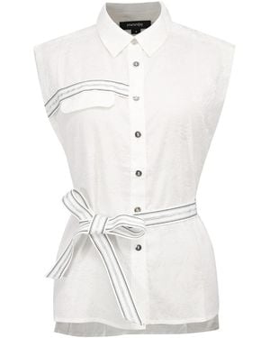 Smart and Joy Sleeveless Trimming Shirt - White