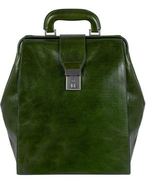 Time Resistance Leather Backpack - Green