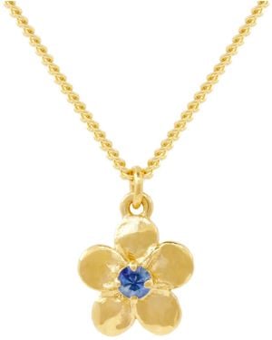 Lee Renee Forget Me Not Necklace – Single Sapphire– - Metallic