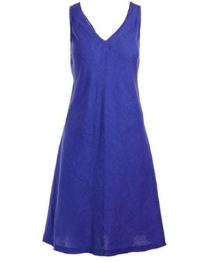 Haris Cotton V Neck Linen Cami Dress Sapphire - Blue