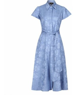 Lioness by Tf Sky Petals Short Sleeve Shirt Dress - Blue