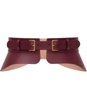 Haute Cuir Burgundy Crescent Peplum Belt - Purple